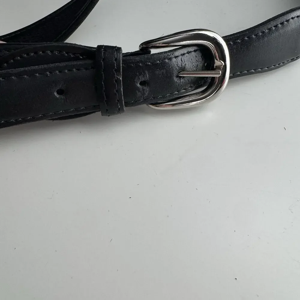 YRI Embroidered Canvas & Leather Ribbon Golf Belt The Quarry Size 36 Blue